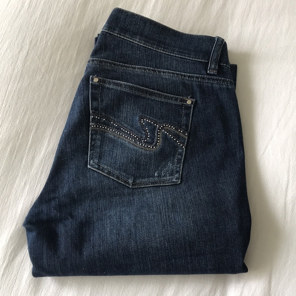 WHBM Noir Slim Ankle Distressed Straight leg Jean
